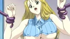 Bigboobs hentai gets caught and squeezed her bigtits by monster