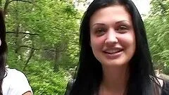 Aletta Ocean shows her tits during a walk in the park