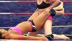 Horny chicks finger each other in Nude Fight Club