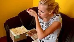 Sophie Moone the sexy and slim blonde changes her clothes