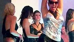 Naked wet slut gets bald pussy drilled at hardcore orgy