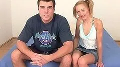 Slim babe Angela Winters loves getting pumped with toys