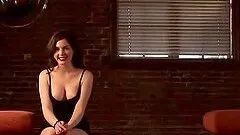 Haydn Porter the sweet Playboy model lies on a sofa being naked