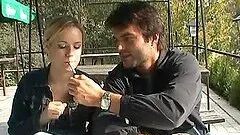 Cherie poses naked in the forest and sucks a cock inside the house