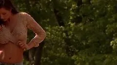 Amanda King the horny nymph makes naked show in a forest