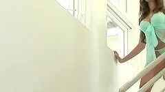 Danielle Fornarelli the hot babe poses naked on the stairs