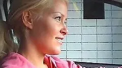 Lovely and innocent blondie Sophie is washing her car