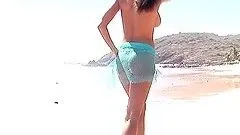 Beautiful Brunette Jo Garcia Getting Wet and Naked at the Beach