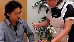 Crazy Japanese granny maid is having sex