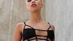 Justine Miller is a slim model with some amazing eyes