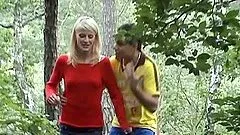 Lovely blonde girl getting fucked rough on the empty road