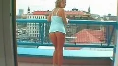 She was in the balcony, when her skirt went up