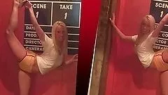 Lovley Blonde Coed Maxine Christine Undresses after Putting Make Up