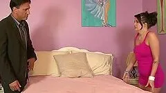 Hot baby sitter fucked by older man and loving it too