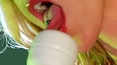 Kayla Paige plays with a vibrator in a solo action