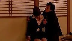 Two lovely Japanese office girls get fucked and facialed