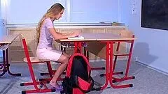 Nasty schoolgirls make lesbian love in the classroom