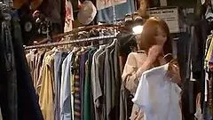Miku Ohashi loves sucking two cocks in a clothes shop