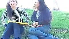 Busty college babes Jewell and Sin get naked and have fun