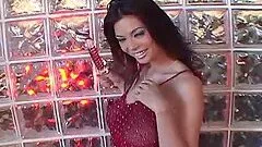 Nasty Tera Patrick toys her pussy with big glass dildo
