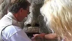 Blonde babe covered in tons of cum right here