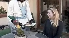 Horny blonde chick in interracial hardcore video