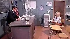 Sizzling blond babe gets a facial during the office hours