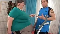 Very fat woman getting her snatch fucked rough on the sofa