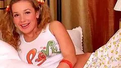 Gorgeous Pigtailed Blonde Teen with Juicy Round Boobs Masturbating with Toy