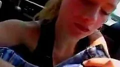 Blonde hot car blowjob and nasty facial