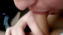 Freaky white whore sucking cock like mad in car