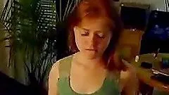 Hot redhead blowjob close up with nice jizz shot