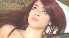 Very sexy redhead gets totally covered in cum here