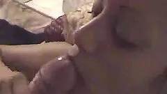 Horny chick giving a blowjob and taking a cumshot