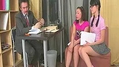 Naughty Babes Go Crazy For Their Professor's Dick