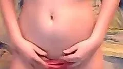 Busty babe stripping on a webcam