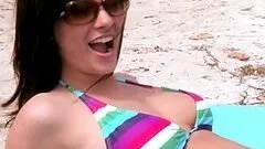 Hot Babes Have Fun On The Beach Wearing Two Piece Bikinis