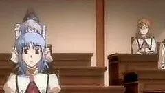 Hentai coeds sharing a lucky guy cock