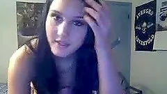 Lovely brunette girl getting totally naked