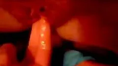 Dude toys with his girl's wet and hairy pussy