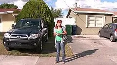 Pigtailed Miami Redhead Girl with Awesome Booty Having Sex in Van