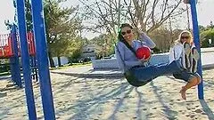 Lesbian Threesome In A Public Playground With Horny Babes