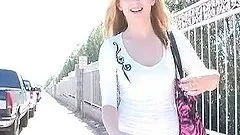 Beautiful Blonde with Juicy Natural Breasts Masturbates Outdoors with Toy