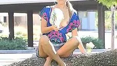 Beautiful Blonde Babe Feeling So Hot She Has To Get Naked