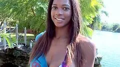 Interracial Scene With An Oiled Up Ebony Beauty