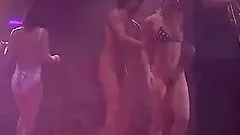 Horny Babe Plays With Her Lover's Cock In The Middle Of The Dance Floor