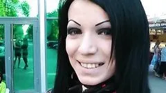 Sexy Brunette Fucks In Public While Wearing Fishnet Stockings