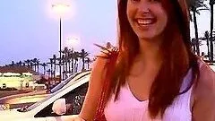 Crazy Redhead Babe Showing Her Snatch To The Public