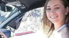 Naughty Babe Masturbating in the Car
