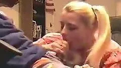 Horny Blond Loves Swallowing Jizz